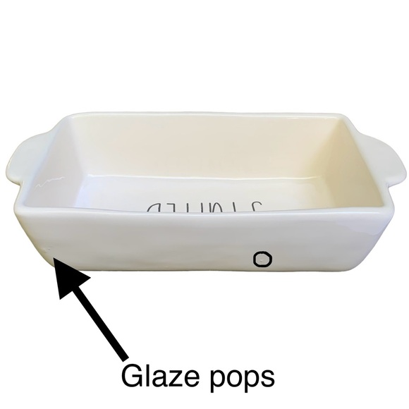 Rae Dunn STUFFED Baking Dish Pan White Black Large Letters Dimples NWT 2017 OG - Picture 7 of 16